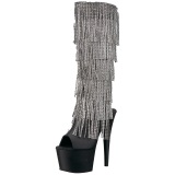 Negro Strass 18 cm ADORE-2024RSF botas con flecos de mujer tacn altos