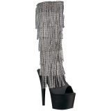 Negro Strass 18 cm ADORE-2024RSF botas con flecos de mujer tacn altos