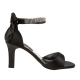 Negro Strass 8,5 cm ROMANCE-372 Sandalias Femininas Planos