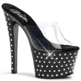 Negro Strass Platform 18 cm STARDUST-701 Mules Tacn Alto Mujer