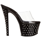 Negro Strass Platform 18 cm STARDUST-701 Mules Tacn Alto Mujer