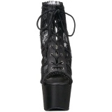 Negro Tela de Encaje 18 cm ADORE-796LC Botines de Cordones Altos Mujer