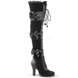 Negro Terciopelo 9,5 cm GLAM-300 over knee botas altas con tacn