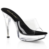 Negro Transparente 14 cm COCKTAIL-501 Plataforma Mules Altos