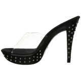 Negro Transparente 14 cm COCKTAIL-501SDT Mules Strass Altos