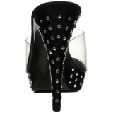 Negro Transparente 14 cm COCKTAIL-501SDT Mules Strass Altos