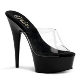 Negro Transparente 15,5 cm DELIGHT-601 Plataforma Mules Altos