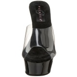 Negro Transparente 15,5 cm DELIGHT-601 Plataforma Mules Altos