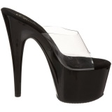 Negro Transparente 18 cm ADORE-701 Plataforma Mules Altos