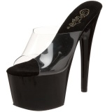 Negro Transparente 18 cm ADORE-701 Plataforma Mules Altos