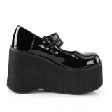 Negro Vegano 11,5 cm DemoniaCult KERA-08 zapatos de saln mary jane plataforma