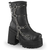 Negro Vegano 12 cm ASSAULT-66 lolita botines tacn ancho plataforma