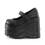 Negro Vegano 15 cm WAVE-32 zapatos de saln mary jane plataforma cua alta