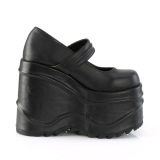 Negro Vegano 15 cm WAVE-32 zapatos de saln mary jane plataforma cua alta