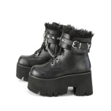 Negro Vegano 9 cm ASHES-57 lolita botines tacn ancho plataforma