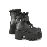 Negro Vegano 9 cm ASHES-57 lolita botines tacn ancho plataforma