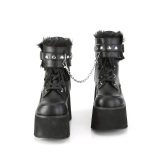 Negro Vegano 9 cm ASHES-57 lolita botines tacn ancho plataforma