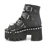 Negro Vegano 9 cm ASHES-70 lolita botines tacn ancho plataforma