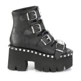 Negro Vegano 9 cm ASHES-70 lolita botines tacn ancho plataforma