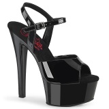 Negro sandalias pleaser con plataforma 15 cm GLEAM-609