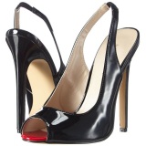 Negro zapato de saln slingback peep toe 13 cm SEXY-08