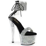 Negros 18 cm SKY-327RSI tacn alto con correa al tobillo strass