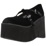 Negros Terciopelo 11,5 cm KERA-10 zapatos lolita plataforma