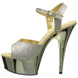 Oro 15 cm Pleaser DELIGHT-609G Cromo Plataforma Tacn Alto