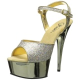 Oro 15 cm Pleaser DELIGHT-609G Cromo Plataforma Tacn Alto