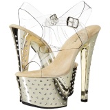 Oro 18 cm Pleaser STARDUST-708 Tacn Alto Cromo Plataforma