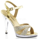 Oro Brillo 12 cm FLAIR-419G Sandalias Femininas Planos