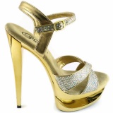 Oro Brillo 16,5 cm Pleaser ECLIPSE-619G Stilettos Tacn de Aguja