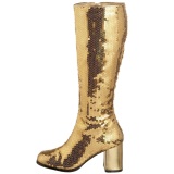 Oro Lentejuelas 8 cm SPECTACUL-300SQ Botas Media Mujer