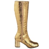 Oro Lentejuelas 8 cm SPECTACUL-300SQ Botas Media Mujer