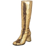 Oro Lentejuelas 8 cm SPECTACUL-300SQ Botas Media Mujer