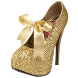 Oro Piedras Strass 14,5 cm Burlesque TEEZE-04R Plataforma Zapato Saln