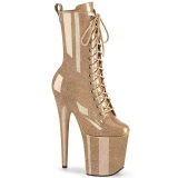 Oro glitter 20 cm plataforma botines tacn alto mujer