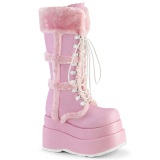 Piel sinttica 11,5 cm BEAR-202 emo botas mujer con piramidal plataforma en rosa