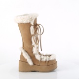 Piel sinttica 7 cm CUBBY-311 lolita botas mujer con plataforma en marron