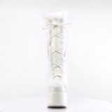 Piel sinttica goth 13 cm mujeres botas plataforma tacn chunky blanco