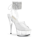 Plata 15 cm DELIGHT-627RS plataforma transparentes tacones con correa al tobillo