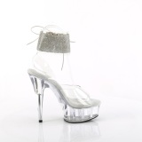 Plata 15 cm DELIGHT-627RS plataforma transparentes tacones con correa al tobillo