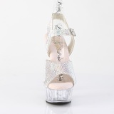 Plata 15 cm DELIGHT-N transparente plataforma zapatos de tacn con piedras