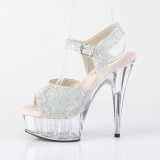 Plata 15 cm DELIGHT-N transparente plataforma zapatos de tacn con piedras