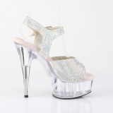 Plata 15 cm DELIGHT-N transparente plataforma zapatos de tacn con piedras