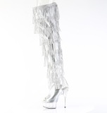 Plata 15 cm DELIGHT exotic plataforma botas overknee con flecos strass