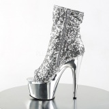 Plata 18 cm ADORE-1008SQ botines con lentejuelas de mujer