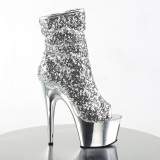 Plata 18 cm ADORE-1008SQ botines con lentejuelas de mujer