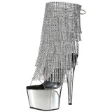 Plata 18 cm ADORE-1017RSF botines con flecos de mujer tacn altos