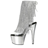 Plata 18 cm ADORE-1017RSF botines con flecos de mujer tacn altos